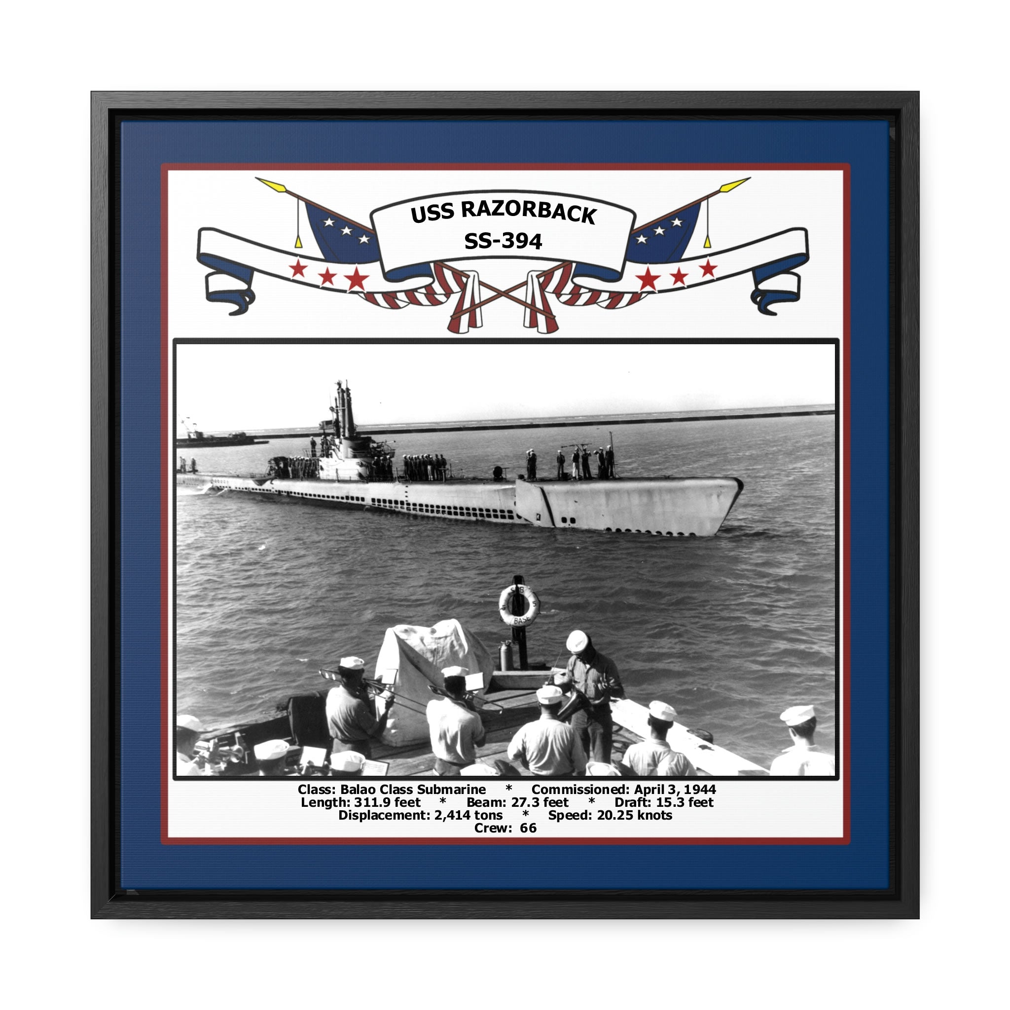 USS Razorback SS-394 Navy Floating Frame Photo – Navy Emporium
