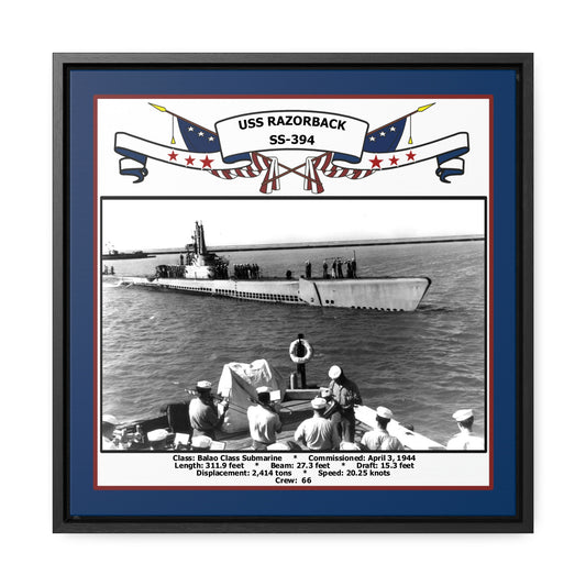 USS Razorback SS-394 Navy Floating Frame Photo Front View