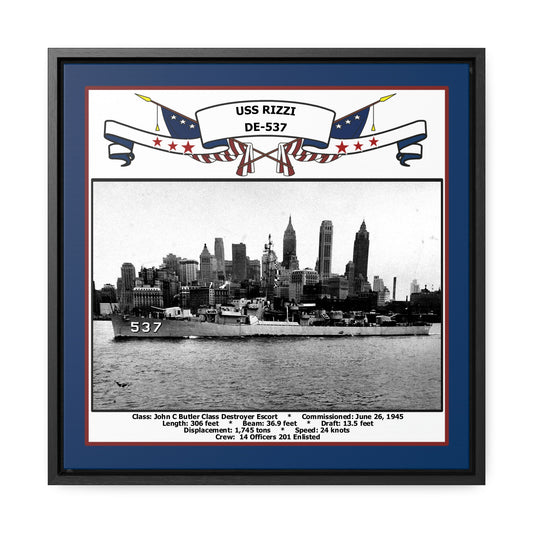 USS Rizzi DE-537 Navy Floating Frame Photo Front View