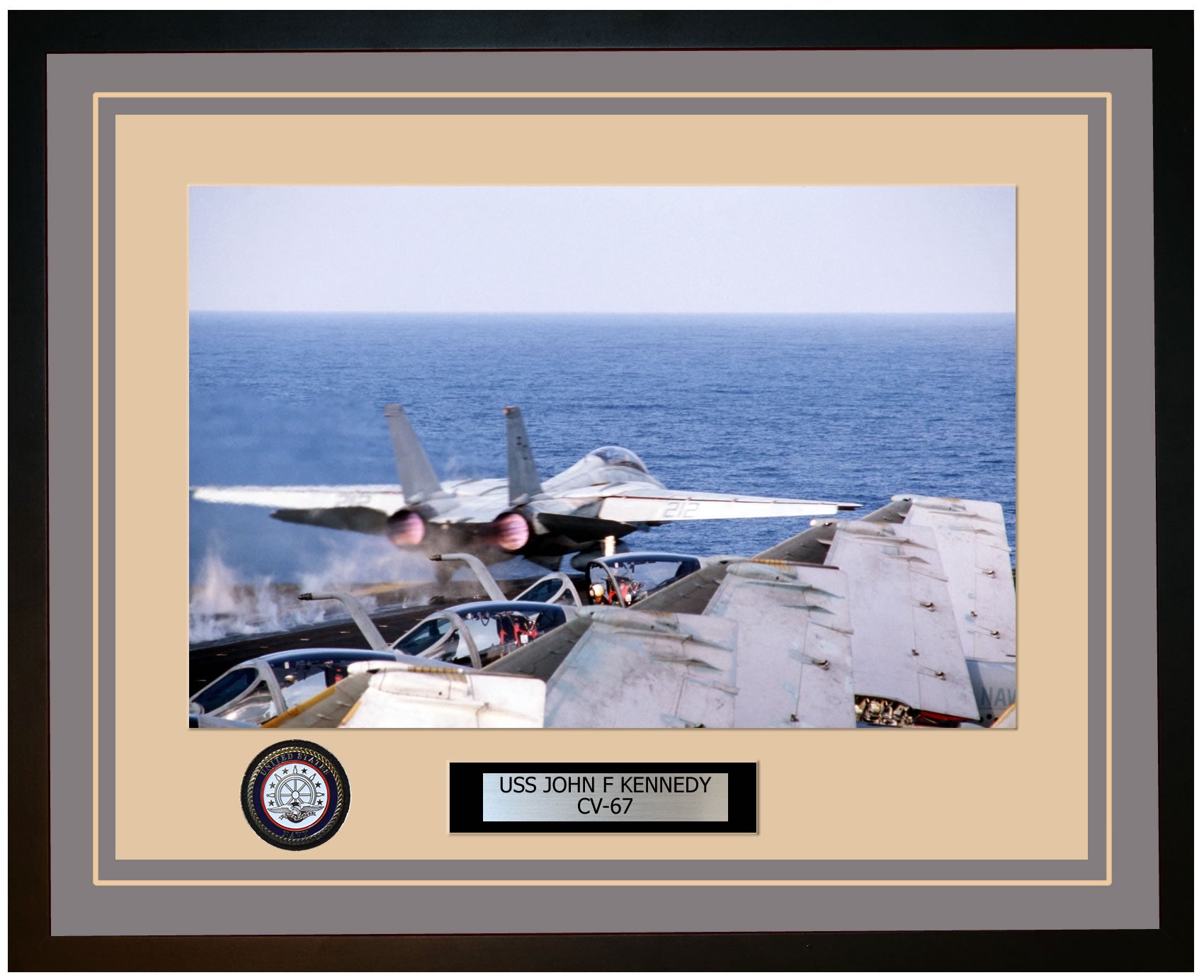 USS JOHN F KENNEDY CV-67 Framed Navy Ship Photo Grey