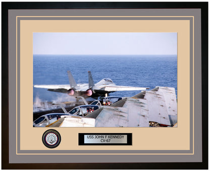 USS JOHN F KENNEDY CV-67 Framed Navy Ship Photo Grey