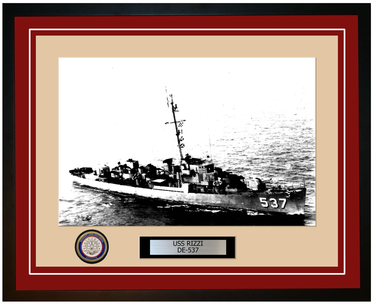 Uss Rizzy USS Rizzi DE-537 Framed Navy Ship Photo Burgundy – Navy Emporium