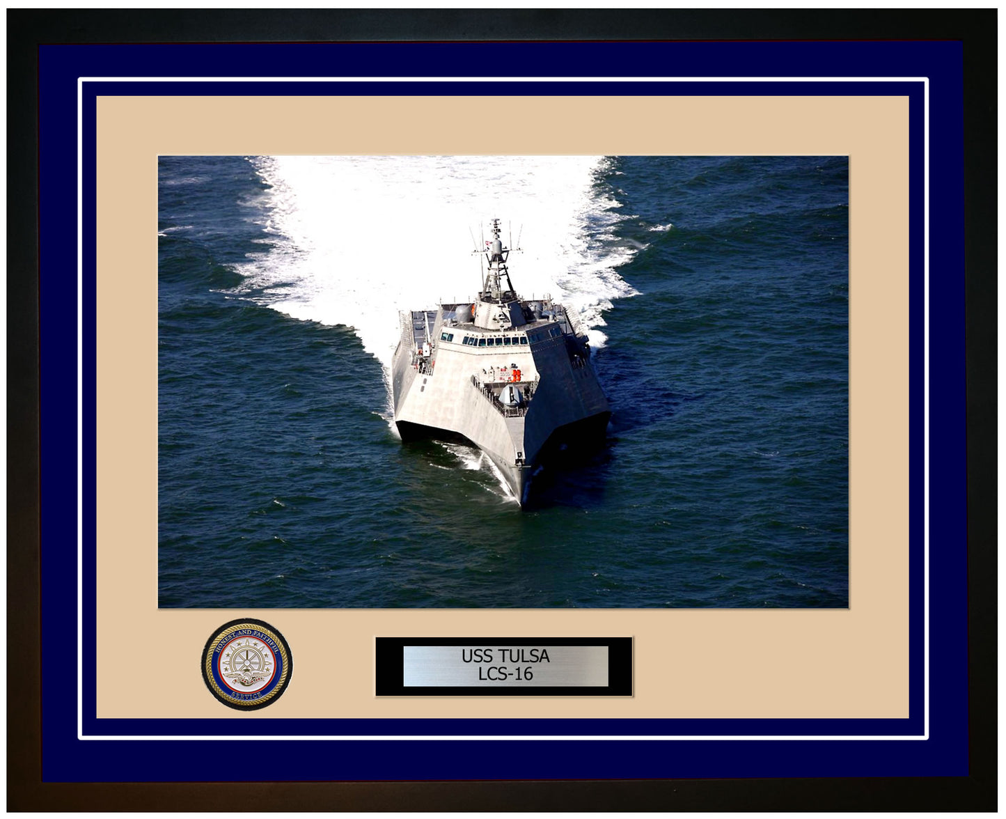 USS Tulsa LCS-16 Framed Navy Ship Photo Blue