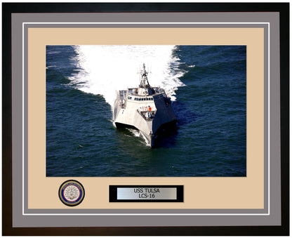 USS Tulsa LCS-16 Framed Navy Ship Photo Grey
