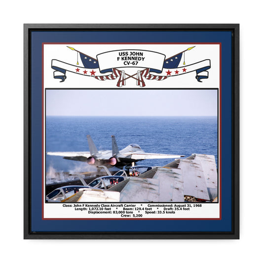 USS John F Kennedy CV-67 Navy Floating Frame Photo Front View