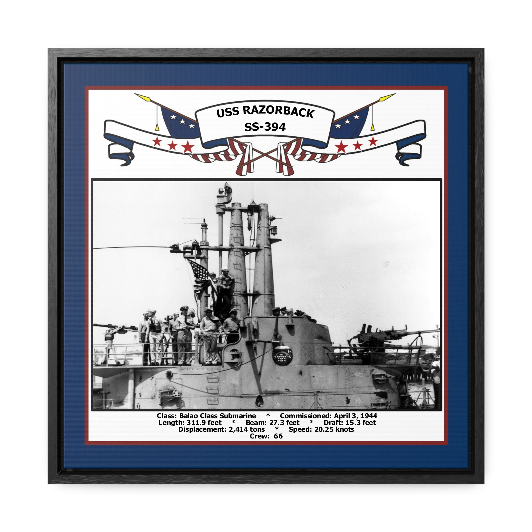 USS Razorback SS-394 Navy Floating Frame Photo – Navy Emporium