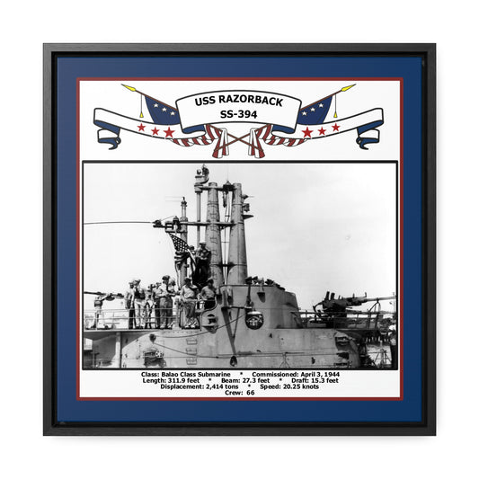 USS Razorback SS-394 Navy Floating Frame Photo Front View