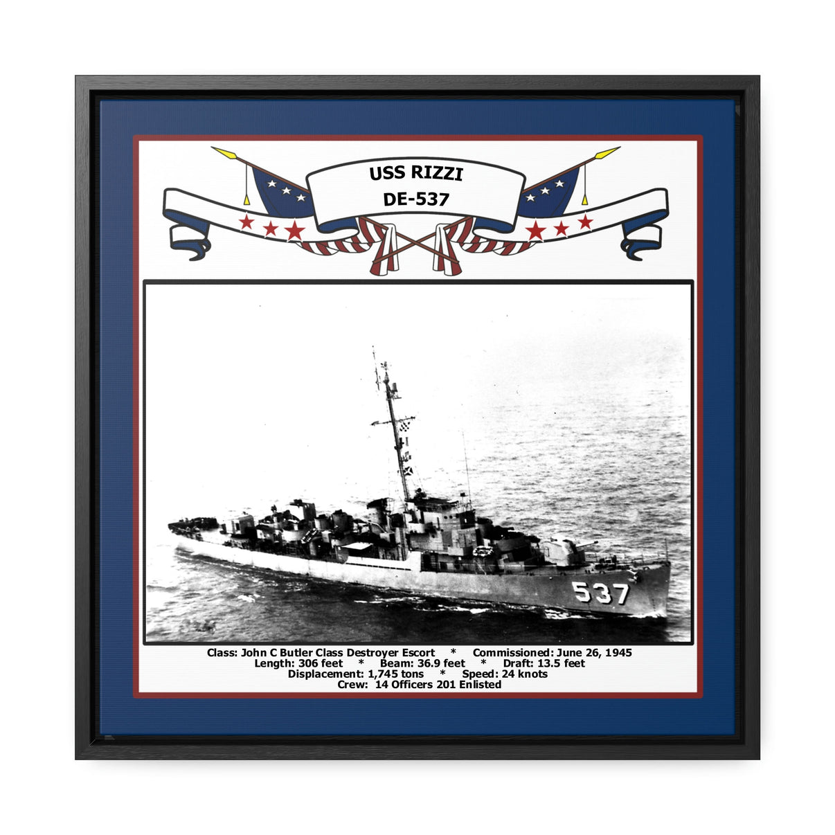 USS Rizzi DE-537 Navy Floating Frame Photo – Navy Emporium