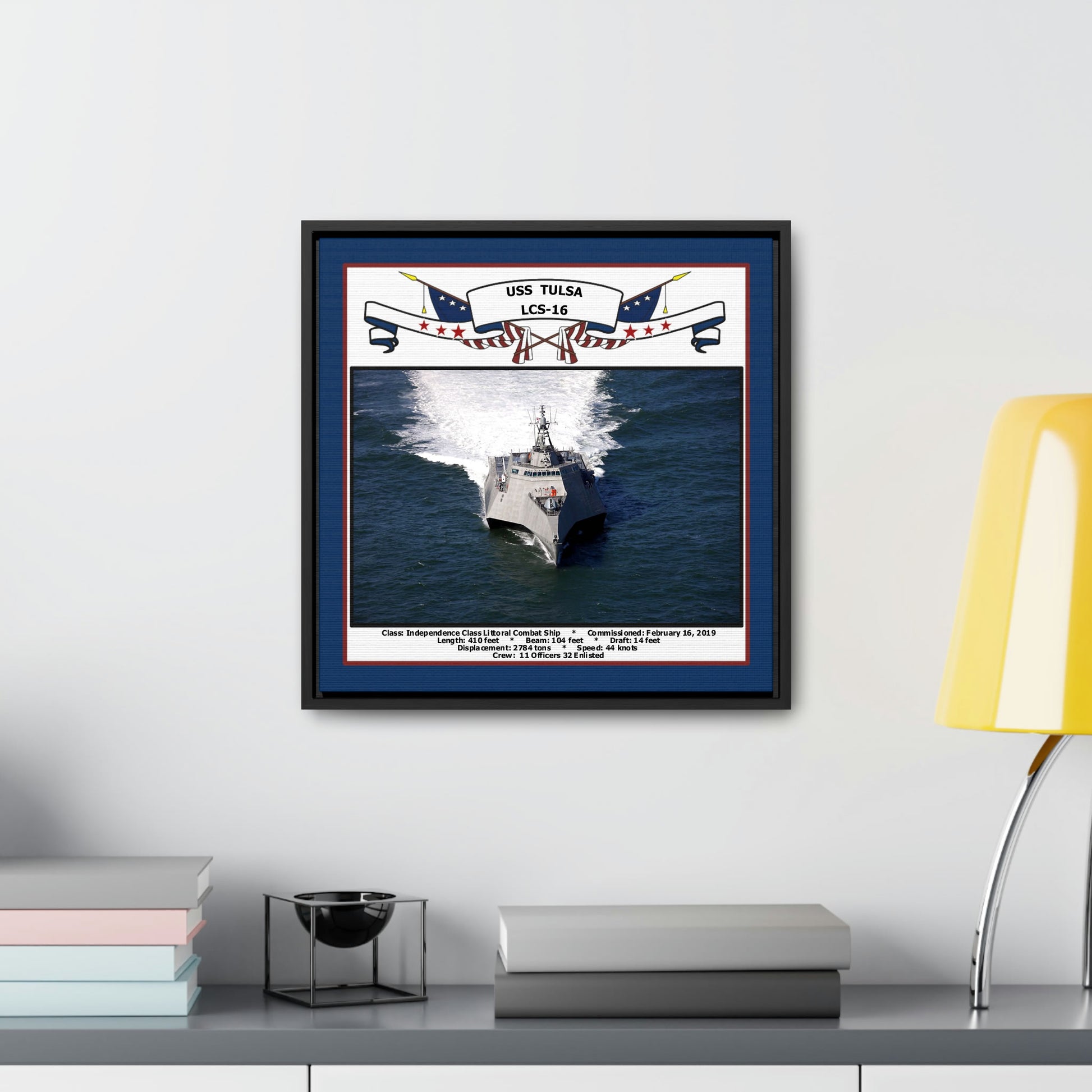 USS Tulsa LCS-16 Navy Floating Frame Photo Desk View
