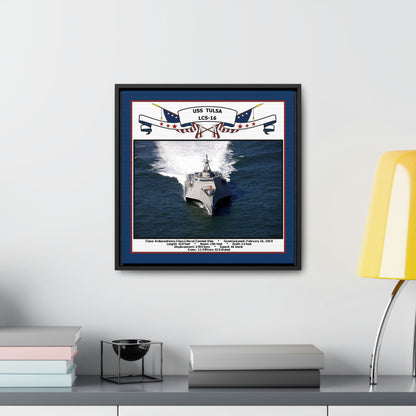USS Tulsa LCS-16 Navy Floating Frame Photo Desk View