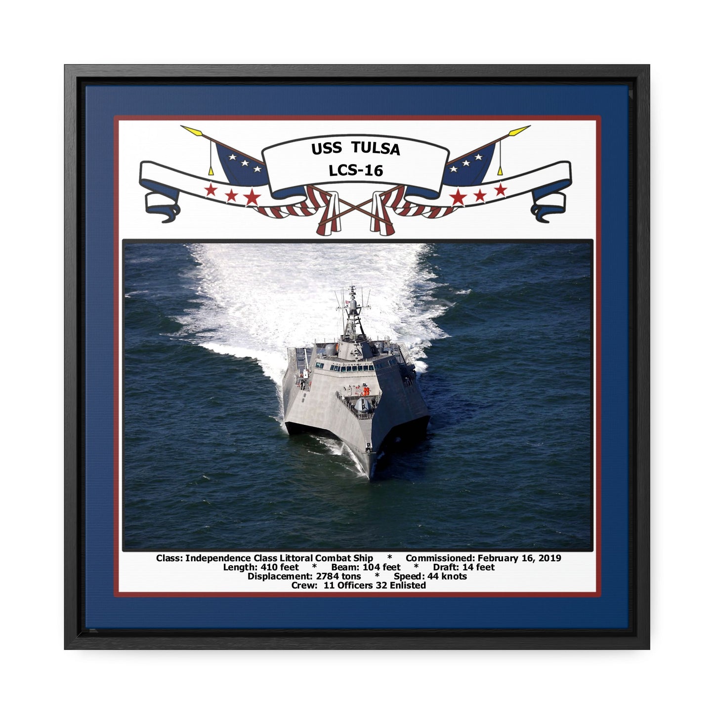USS Tulsa LCS-16 Navy Floating Frame Photo Front View