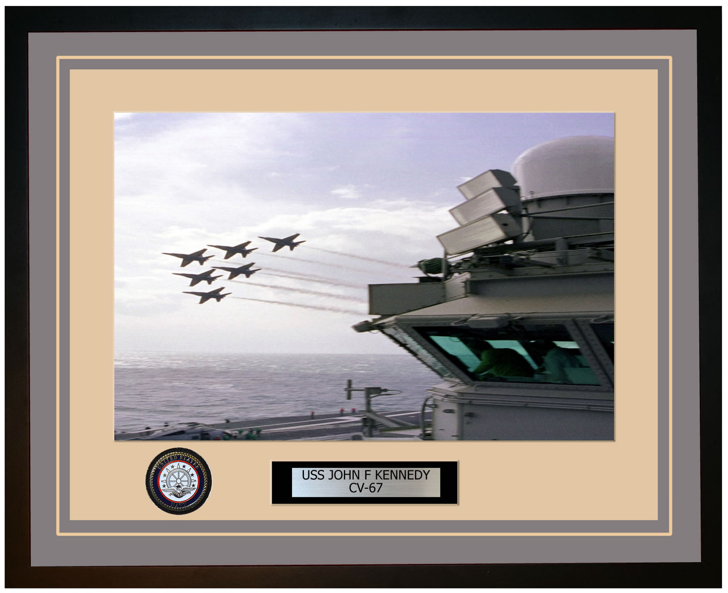 USS JOHN F KENNEDY CV-67 Framed Navy Ship Photo Grey