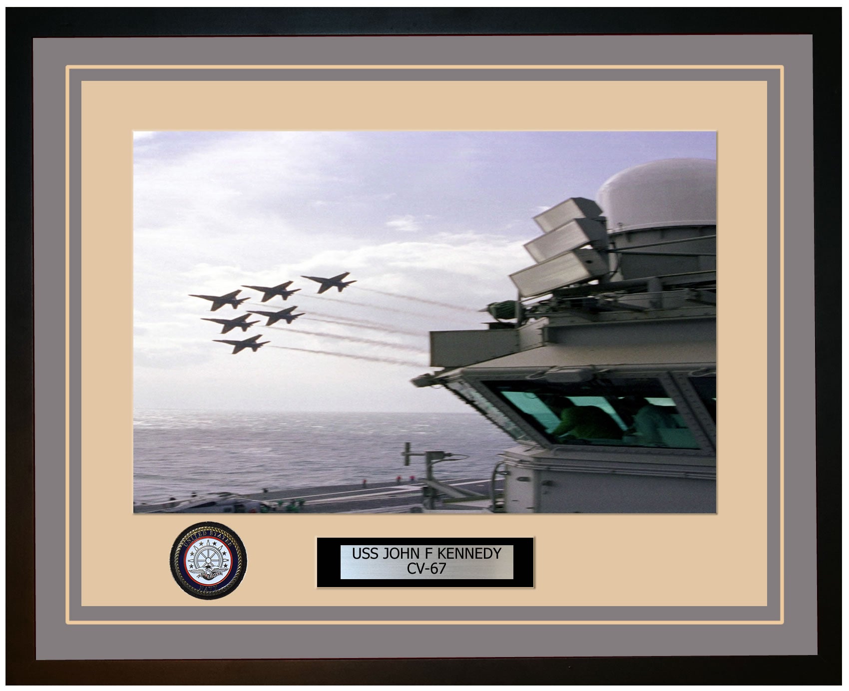 USS JOHN F KENNEDY CV-67 Framed Navy Ship Photo Grey