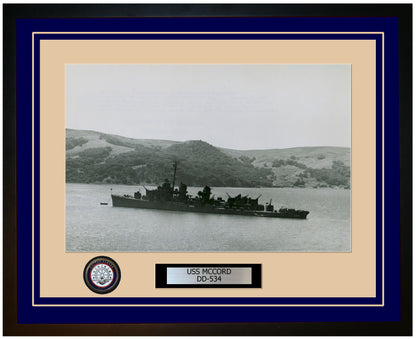 USS MCCORD DD-534 Framed Navy Ship Photo Blue
