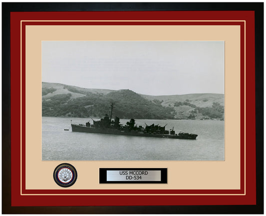 USS MCCORD DD-534 Framed Navy Ship Photo Burgundy