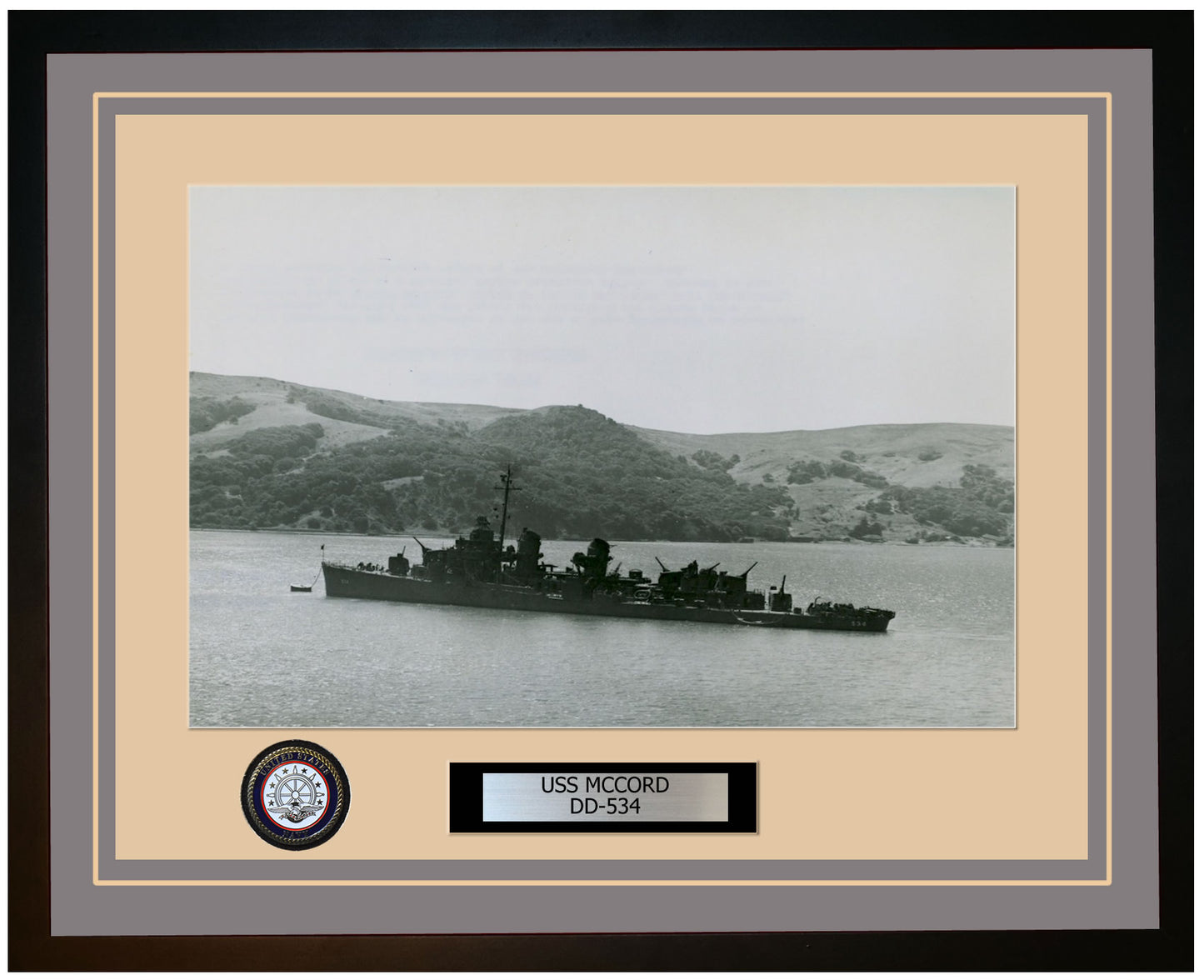 USS MCCORD DD-534 Framed Navy Ship Photo Grey