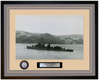 USS MCCORD DD-534 Framed Navy Ship Photo Grey