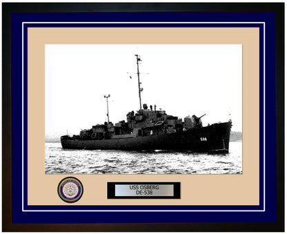USS Osberg DE-538 Framed Navy Ship Photo Blue