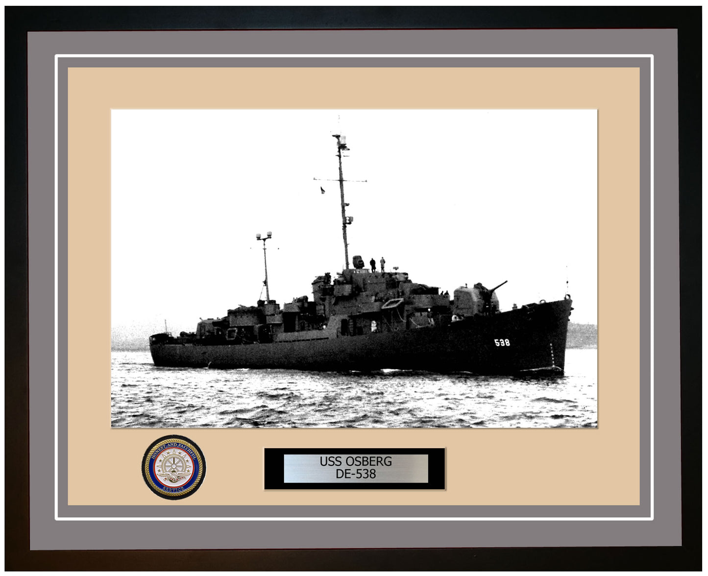 USS Osberg DE-538 Framed Navy Ship Photo Grey