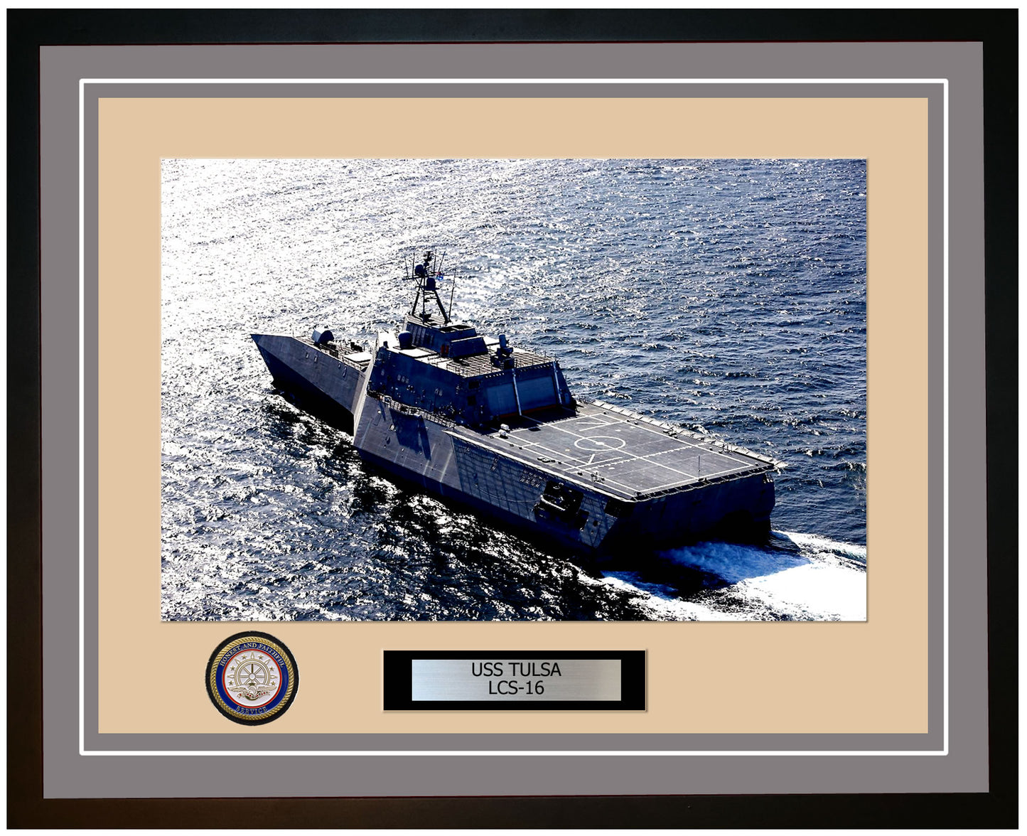 USS Tulsa LCS-16 Framed Navy Ship Photo Grey