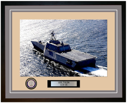 USS Tulsa LCS-16 Framed Navy Ship Photo Grey
