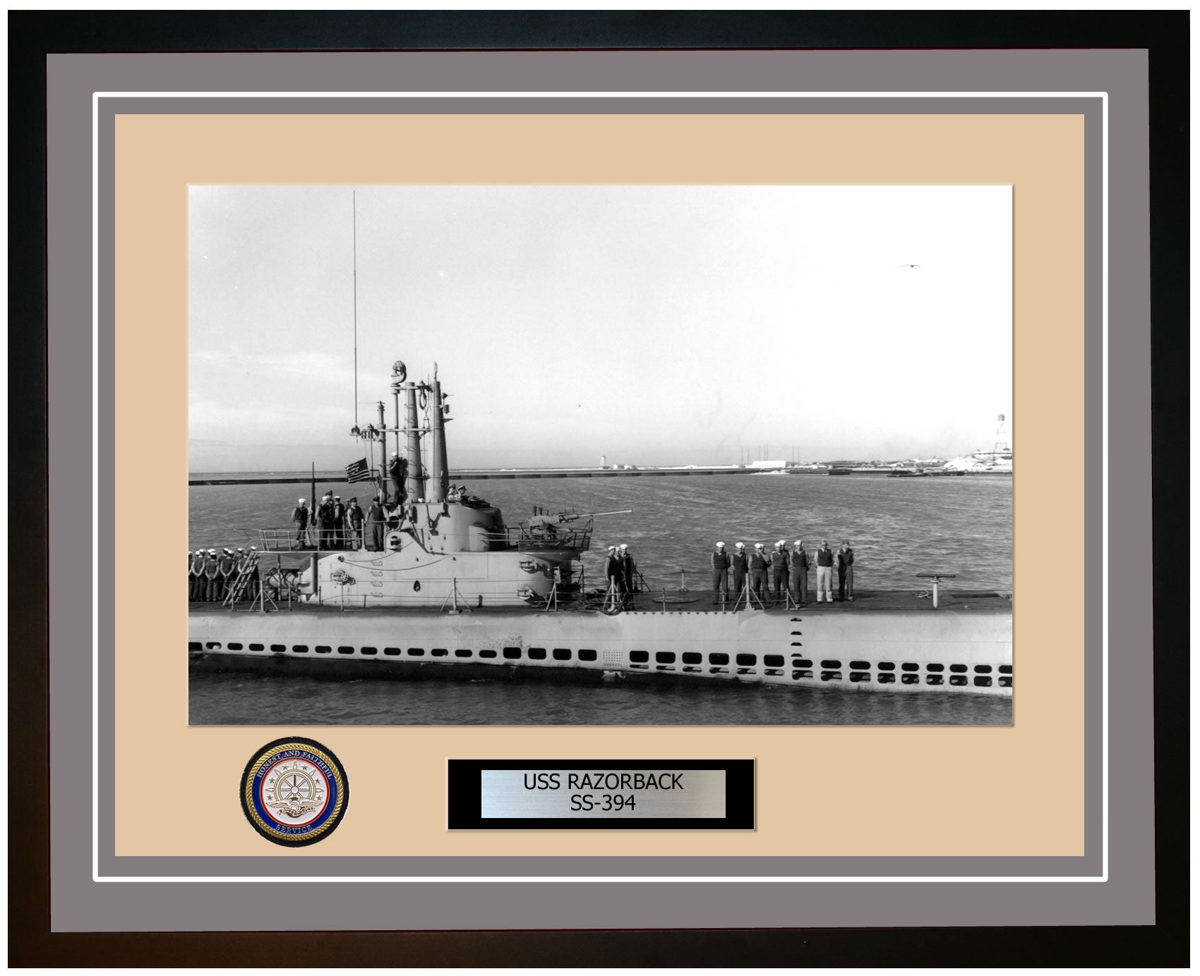 USS Razorback SS-394 Framed Navy Ship Photo Grey