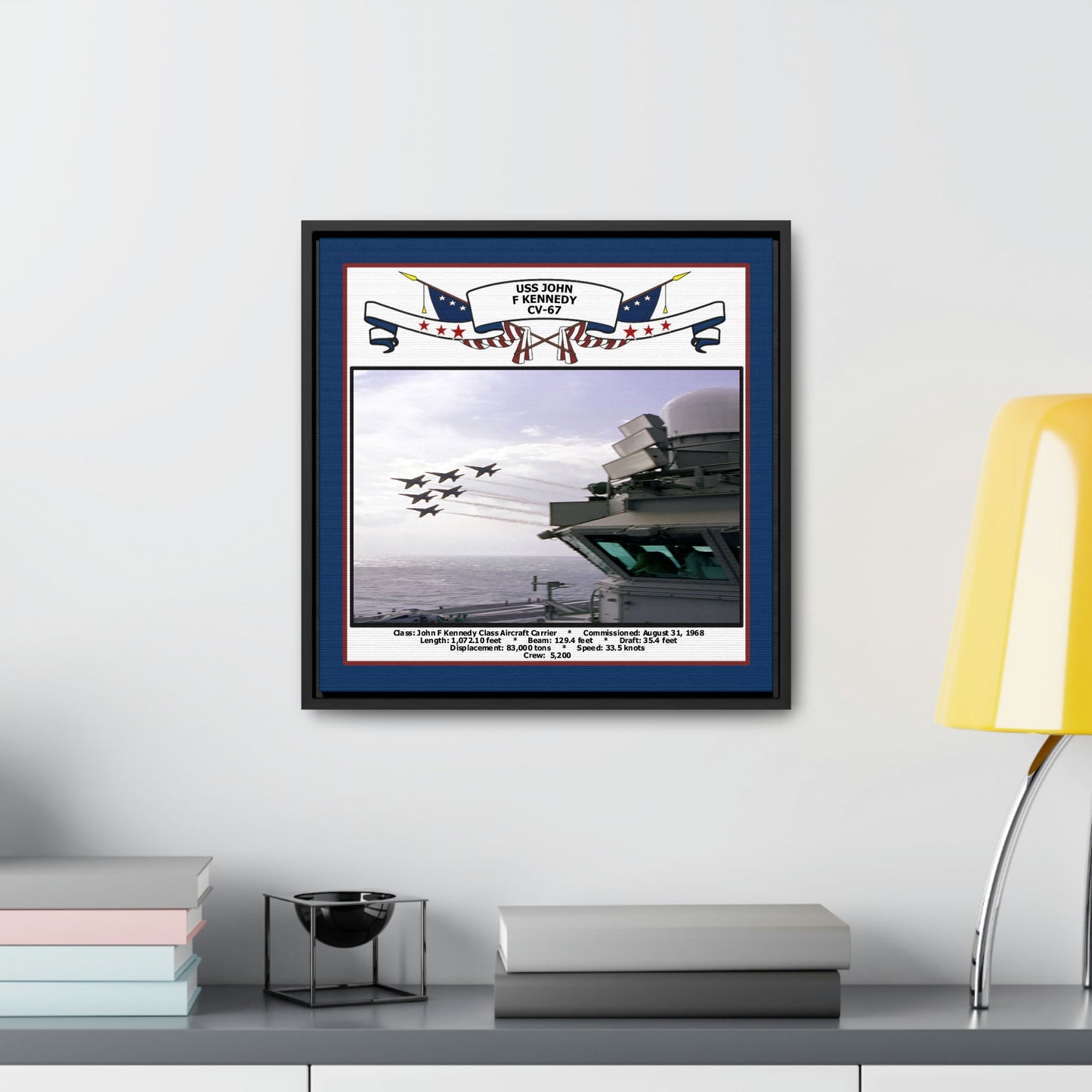 USS John F Kennedy CV-67 Navy Floating Frame Photo Desk View