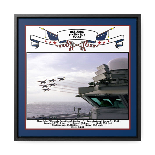 USS John F Kennedy CV-67 Navy Floating Frame Photo Front View