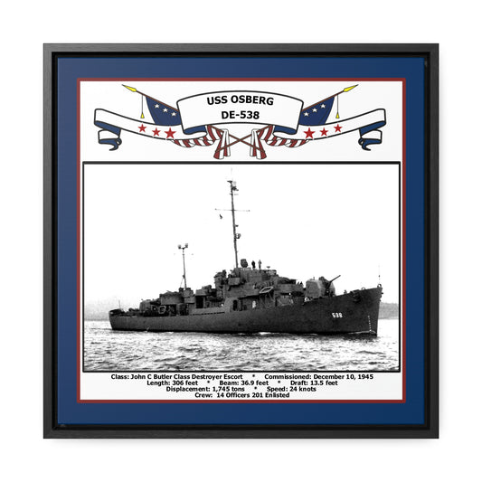 USS Osberg DE-538 Navy Floating Frame Photo Front View