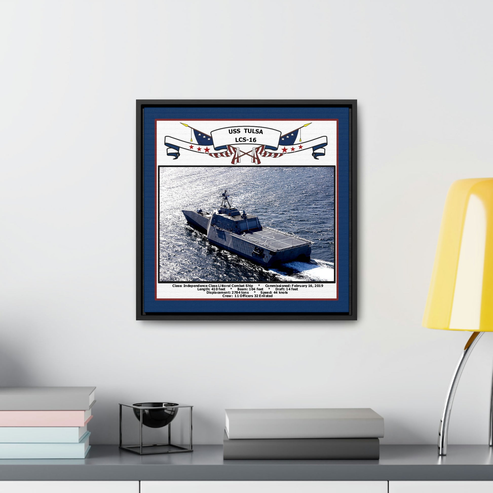 USS Tulsa LCS-16 Navy Floating Frame Photo Desk View