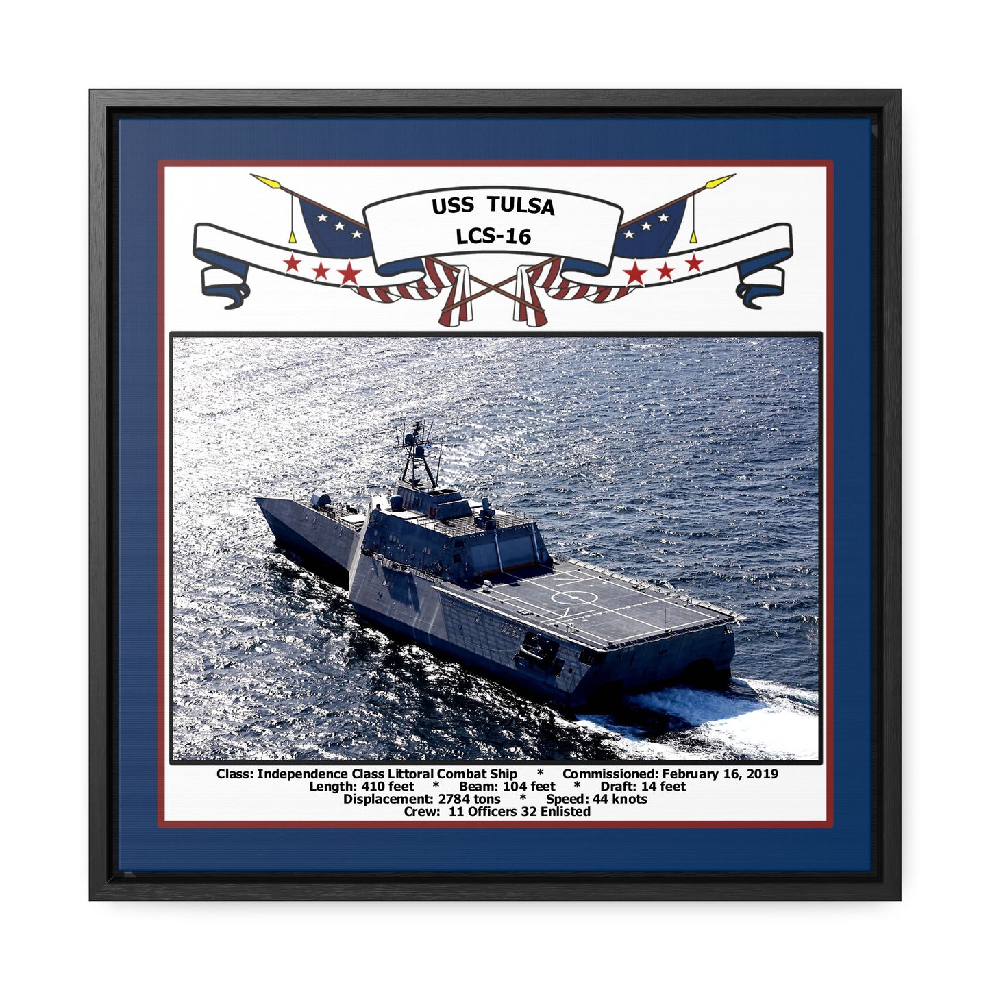 USS Tulsa LCS-16 Navy Floating Frame Photo Front View