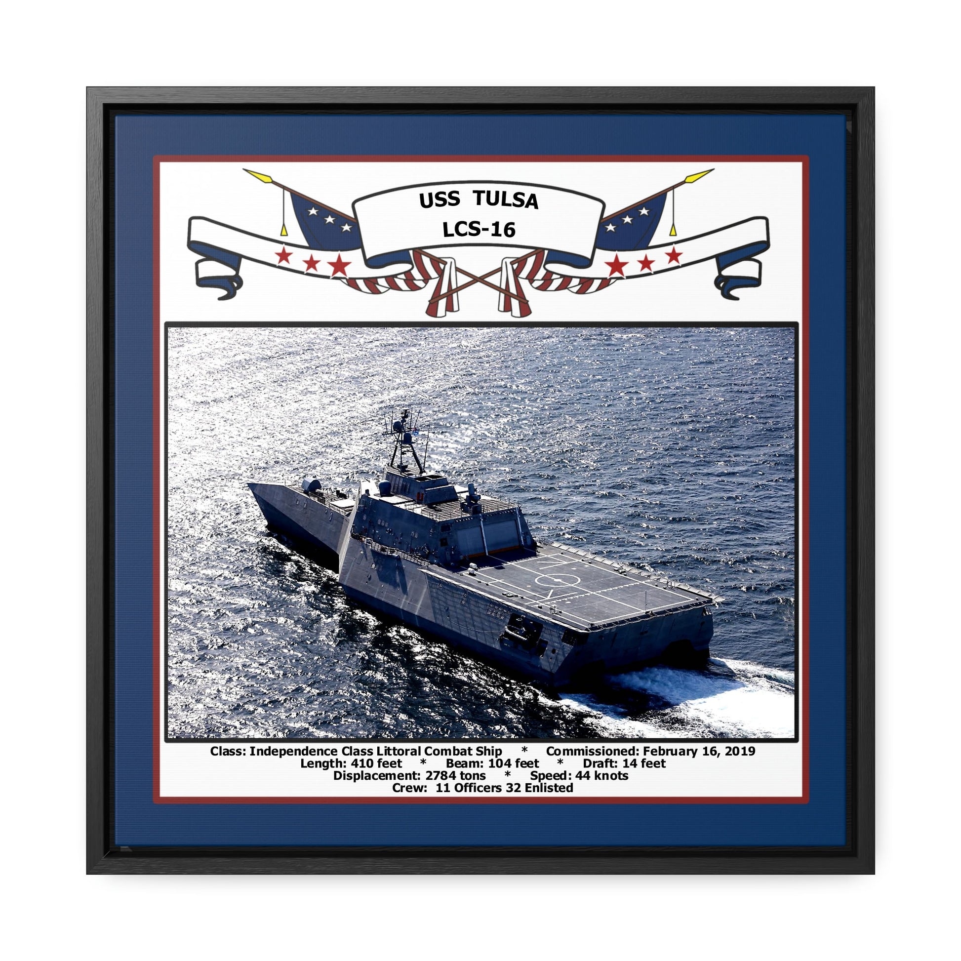 USS Tulsa LCS-16 Navy Floating Frame Photo Front View
