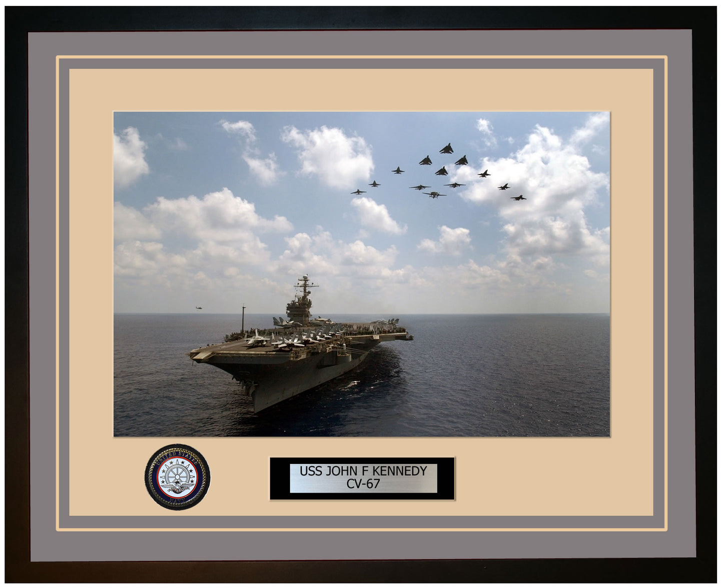 USS JOHN F KENNEDY CV-67 Framed Navy Ship Photo Grey