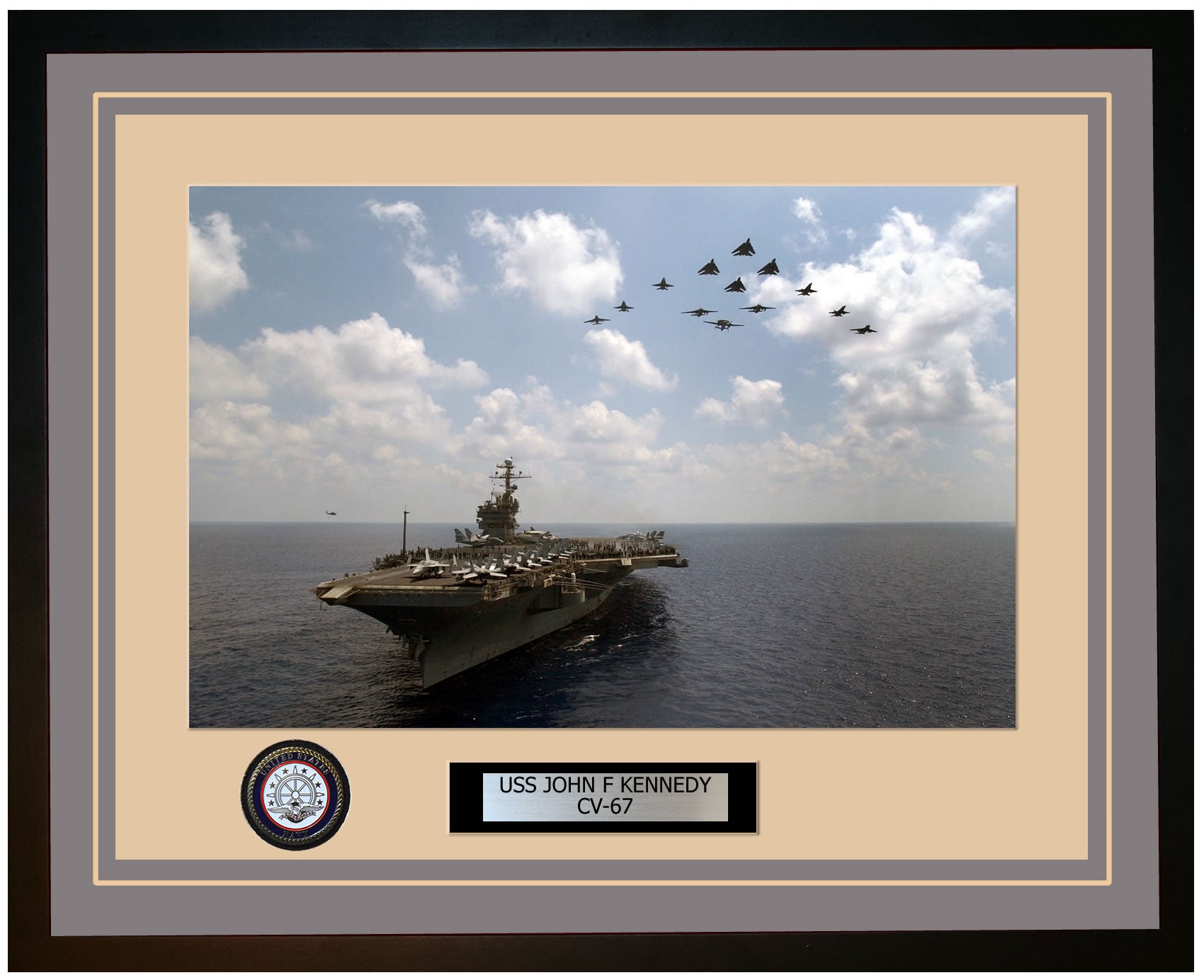 USS JOHN F KENNEDY CV-67 Framed Navy Ship Photo Grey