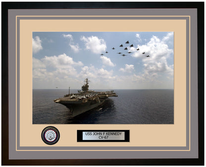 USS JOHN F KENNEDY CV-67 Framed Navy Ship Photo Grey