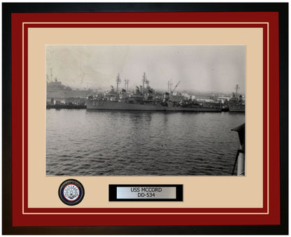 USS MCCORD DD-534 Framed Navy Ship Photo Burgundy