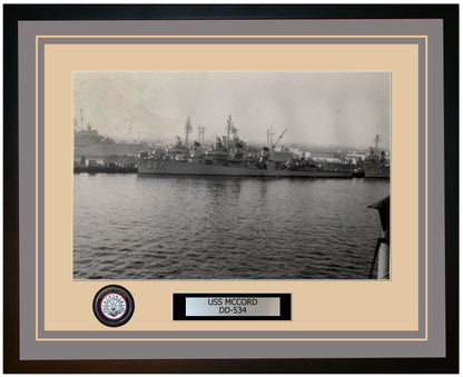 USS MCCORD DD-534 Framed Navy Ship Photo Grey