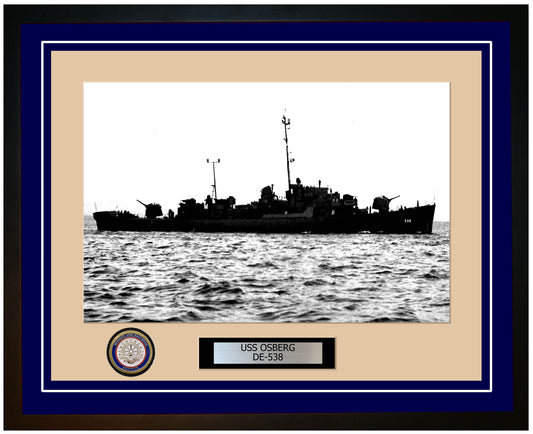 USS Osberg DE-538 Framed Navy Ship Photo Blue