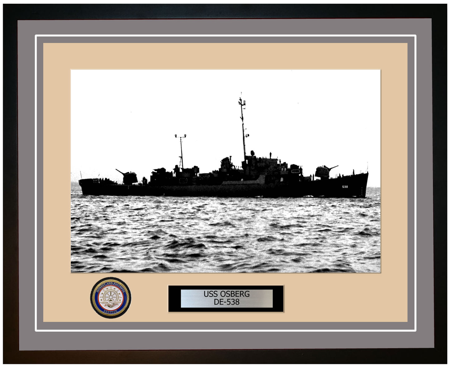 USS Osberg DE-538 Framed Navy Ship Photo Grey