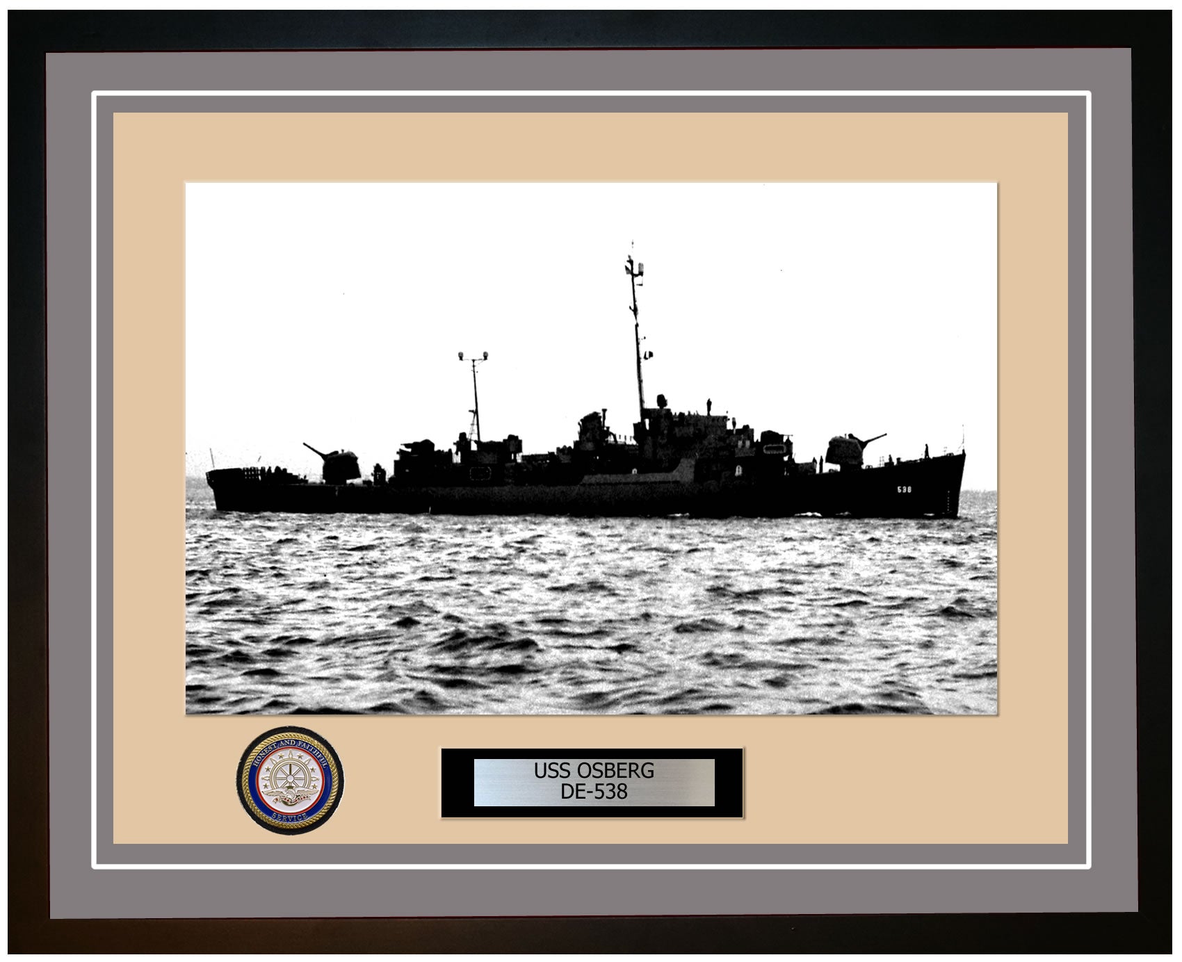 USS Osberg DE-538 Framed Navy Ship Photo Grey