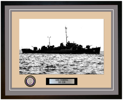 USS Osberg DE-538 Framed Navy Ship Photo Grey