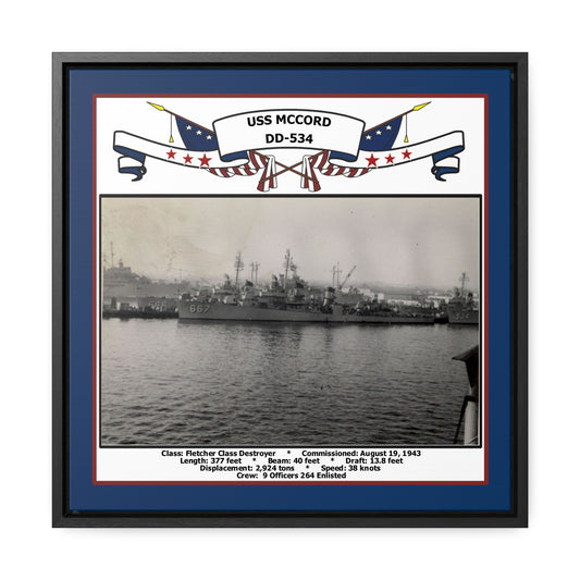 USS Mccord DD-534 Navy Floating Frame Photo Front View