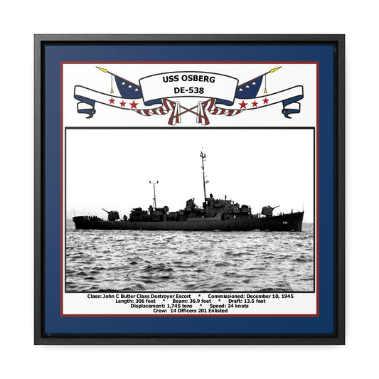 USS Osberg DE-538 Navy Floating Frame Photo Front View