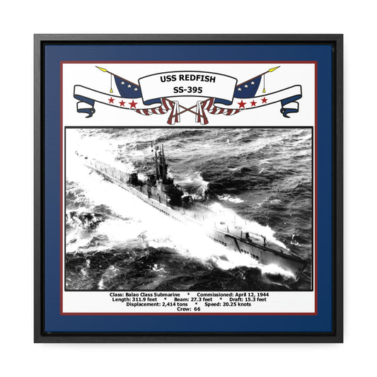 USS Redfish SS-395 Navy Floating Frame Photo Front View