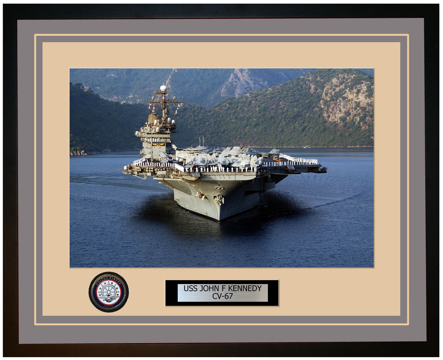 USS JOHN F KENNEDY CV-67 Framed Navy Ship Photo Grey