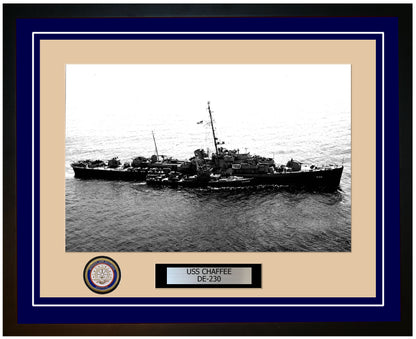 USS Chaffee DE-230 Framed Navy Ship Photo Blue