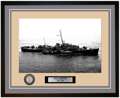 USS Chaffee DE-230 Framed Navy Ship Photo Grey