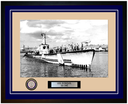 USS Ronquil SS-396 Framed Navy Ship Photo Blue