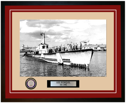 USS Ronquil SS-396 Framed Navy Ship Photo Burgundy