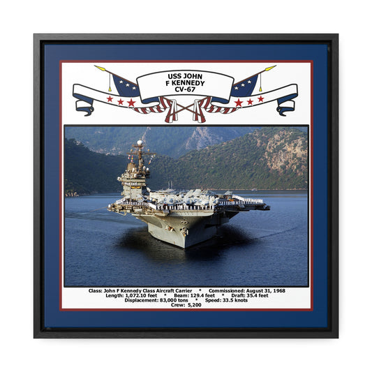 USS John F Kennedy CV-67 Navy Floating Frame Photo Front View